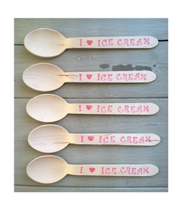 Cuillère en bois 4 pièces cuillère à crème glacée fournisseur en gros ensemble de cuillères imprimées en émail meilleure qualité cuillère à couverts - Product Image 1