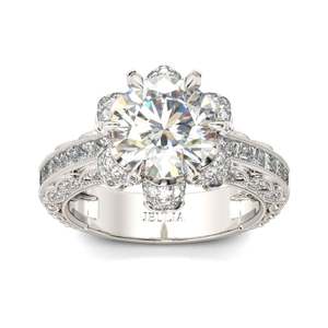 Jeulia Rhodium Plated Sterling Silver Milgrain <b>Skull</b> <b>Ring</b>-Fashionable Luxury Wedding <b>Ring</b> - Product Image 2