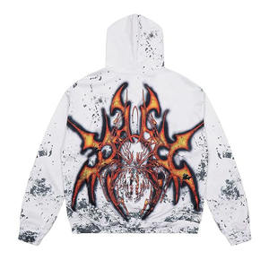 เสื้อฮู้ดกระเป๋ามีซิปสำหรับผู้ชายผ้าฟลีซผ้าฝ้าย100% ฟอกสีกรดแบบปักแห้งเร็วแบบกำหนดเอง - Product Image 2