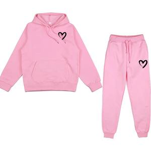 เซ็ตเสื้อสเวตเตอร์มีฮู้ดแขนยาวมีฮู้ดสำหรับผู้หญิงชุดวอร์มสองชิ้นผ้ากำมะหยี่สำหรับใส่เล่นกีฬา100% - Product Image 3