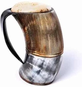 Taza de cuerno de búfalo de diseño clásico hecha a mano para té, café y agua, decoración del hogar a rayas para regalos de negocios, estilo religioso - Product Image 2