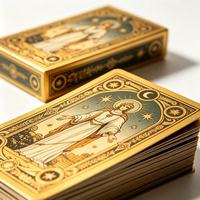 Cartes de tarot vintage dorées, jeu de cartes de divination oracle personnalisées avec boîte d'emballage, cartes de tarot personnalisées en gros
