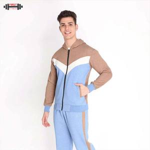 Survêtement à capuche à couleurs bloquées pour hommes de qualité supérieure Style décontracté doux Durable 100% coton tissu polaire respirant hiver Gym - Product Image 3