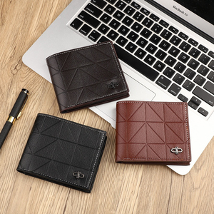 Cartera Corta de Cuero Suave de Alta Calidad para Hombre con Protección RFID, Patrón Sólido, Cierre Personalizado con Logotipo, Monedero - Product Image 1