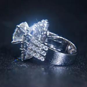 Bagues de mariage en or blanc massif de haute qualité 18 carats de forme ronde bagues en diamant cultivées en laboratoire pour femmes bijoux fins - Product Image 2