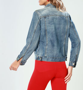 Veste en jean d'hiver pour femme, style streetwear personnalisé, avec col rabattu épais, technique de lavage, rembourrage en coton - Product Image 2