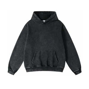 Hip Hop Streetwear Black Color Custom Oversized Acid <b>Washed</b> Hoodies for <b>Men</b> 2024 Breathable - Product Image 1