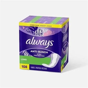 Los protectores diarios Always más vendidos, largos, sin perfume, 108 unidades - Product Image 1