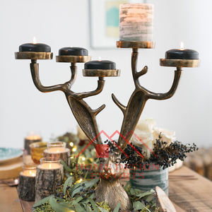 Brass Antique Aluminium <b>Candle</b> Holder Stands for Indoor Home Decor Elegant Brass 5 Arm <b>Candle</b> Stand - Product Image 3