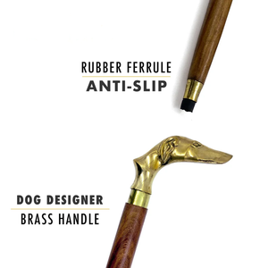 Calidad Premium 3 cabeza de perro plegable bastón para caminar mango de goma de madera puntas de hierro hombres mujeres actividades-escalada senderismo - Product Image 6