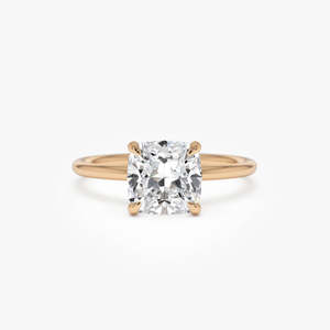 Bague de fiançailles intemporelle en diamant de laboratoire taille coussin 2,05 carats total, couleur E-F, clarté VS1, or 14 carats, certifiée IGI, pour femme, mariage - Product Image 2