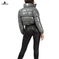 Vente en gros de manteaux d'hiver de haute qualité pour femmes veste courte en duvet d'oie brillant de haute qualité personnalisée à sublimation pour femmes