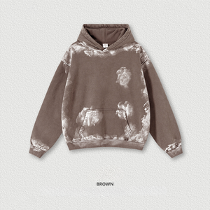 Sudadera con capucha <span class=keywords><strong>para</strong></span> hombre, estilo vintage, de tejido grueso, con efecto lavado, diseño de trazo de pincel pintado a mano, con borde deshilachado, sudaderas con capucha lisas al por mayor - Product Image 2
