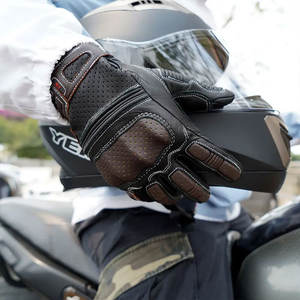 Gants de moto légers pour hommes en cuir de vachette respirants, écologiques, compatibles écran tactile, pour cyclisme, ski, séchage rapide, teinture unie - Product Image 6