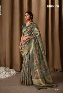 Saree de travail imprimé floral Zari en pur coton de créateur par Fab Zone - Product Image 4
