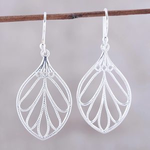 Meilleure qualité 925 argent Sterling massif minimaliste en forme de feuille boucles d'oreilles goutte boucles d'oreilles cadeaux chrétiens prix usine - Product Image 4