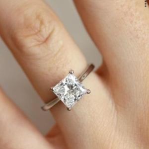 14K Princess Lab Grown Diamond Ring IGI Gold Lab Creado Diamond Ring Para Boda y anillo de compromiso o banda - Product Image 2