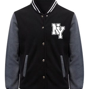 Veste universitaire de couleur unie de qualité supérieure pour hommes, uniforme de baseball ample à la mode, veste bombardier en toile imperméable et coupe-vent, veste décontractée - Product Image 1