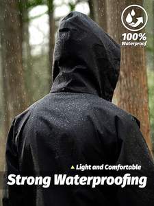 Chaqueta Cortavientos Informal con Capucha Hydro Lock, Impermeable, Transpirable, Cortavientos, de 2 Piezas, para Hombre, Reversible, Ligera, Sólida - Product Image 2