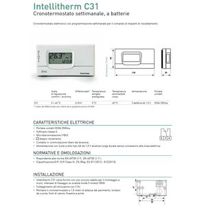 Fantini Cosmi C31 Chronothermostat hebdomadaire alimenté par piles pour système de climatisation domestique - Product Image 2