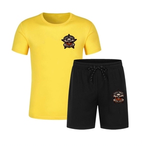 2022 nuevos trajes de verano para mujer, camiseta con abertura y borlas estampadas a la moda, conjunto de pantalones cortos informales de dos piezas para mujer - Product Image 2