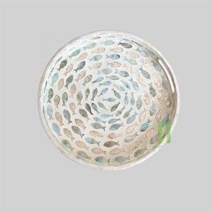 Plateau et assiettes de service ronds en nacre, faits à la main, style bohème, écologiques, tendance 2024, lot de 5 pièces, pour cadeaux, Vietnam - Product Image 5