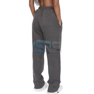 Pantalones de hombre con logotipo personalizado, pantalones de chándal acampanados, pantalones de chándal informales lavados holgados de cintura alta de algodón 100% - Product Image 5