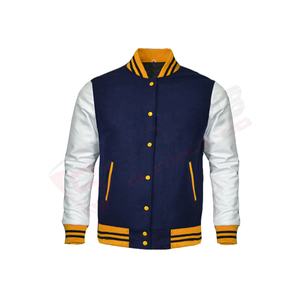 Juventud-Béisbol Hombres Mujeres Moda transpirable Letterman Original-Mangas de cuero y cuerpo de lana Chaqueta universitaria negra de estilo americano - Product Image 4