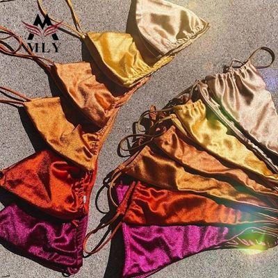 Mly Private Label Shiny Bikini Custom Sexy Ruffle Swimwear High Quality Wholesale Custom Swimsuit 