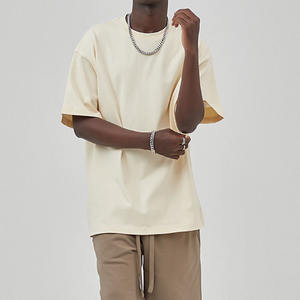 เสื้อยืดโอเวอร์ไซส์ผู้ชาย ผ้าถักผสมโพลีเอสเตอร์/คอตตอน น้ำหนักมาก ระบายอากาศได้ดี เป็นมิตรกับสิ่งแวดล้อม ไซส์ใหญ่ ดีไซน์เรียบง่าย คอเต่า - Product Image 3