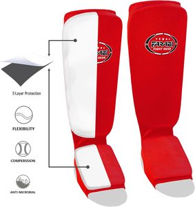 Protège-tibias Farabi Sports MMA en mousse EVA, légers, souples, élastiques, réglables, respirants, pour la boxe, le kickboxing et l'entraînement - Product Image 3