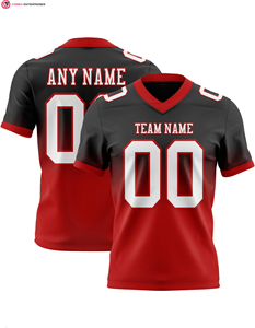 Authentique maillot de football à la mode personnalisé noir blanc-rouge maille respirant solide motif manches courtes longueur imprimé techniques - Product Image 1