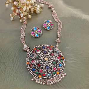 Direct <b>Indian</b> Supplier's Best Selling High Quality High Grade Nazima stone pendant Oxidised Necklace <b>Set</b> - Product Image 2