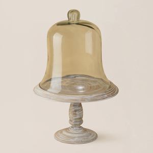 Campana de Cristal Redonda Hecha a Mano con Base de Madera Antiadherente, Herramientas para Pasteles, para Exhibición de Alimentos, Decoración de Mesa para Bodas, Fiestas, Uso en Restaurantes - Product Image 1