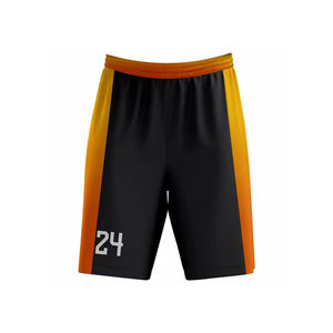 Pantalones cortos de malla de color negro y naranja sublimados para hombre de alta calidad personalizados, pantalones cortos de fitness sostenibles de cintura elástica media para hombre - Product Image 1