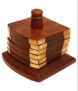 Handmade Natural <b>Coaster</b> Set with Marble and Wood Design Solid Square Shape <b>Coasters</b> for Breakfast Dining <b>Table</b> <b>Coasters</b> - Product Image 2