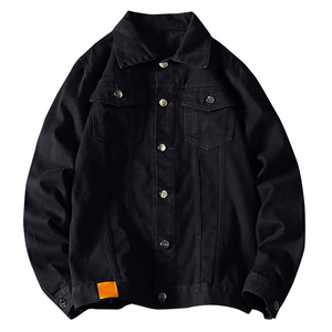 Veste en jean décontractée pour homme, nouvelle collection hiver 2025, 100% coton, grande taille, col rabattu uni, séchage rapide, respirante, écologique - Product Image 3