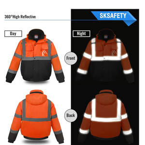 Chaqueta de manga larga de alta visibilidad personalizada seguridad naranja Hi Vis con chaquetas con logotipo a la venta buena calidad - Product Image 5