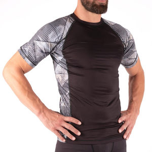 Compresión de punto deportivo Slim Fit transpirable secado rápido hombres gimnasio entrenamiento camiseta - Product Image 3