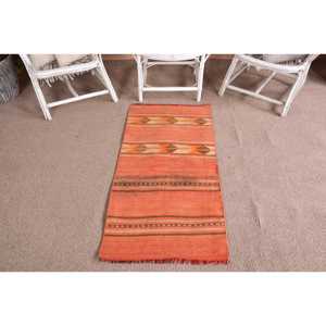 Tapis turc vintage, tapis Kilim 2,1x4,3 pieds, tapis en laine camouflage orange - Product Image 1