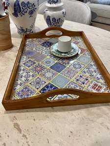 Plateau de service en bois de luxe fabriqué à la main avec Meena à prix raisonnable - Product Image 5