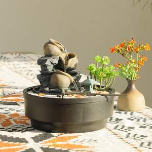 Antiek Model Theepot Waterfontein Stromende Waterval Led Licht <span class=keywords><strong>3</strong></span>-Tier Gestapelde Hars Pot Ontwerp Met De Hand Geschilderd Onregelmatige Vorm - Product Image 3