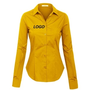 Breathable <b>Black</b> Dress <b>Shirts</b> Custom Made High Quality Womens 100% Cotton Bamboo Fiber Long Sleeve Office Formal Dress <b>Shirts</b> - Product Image 3