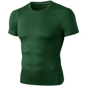 Training Actieve Basislaag T-Shirt In Groen Strak Getailleerd Sport T-Shirts Dagelijkse Workout Compressie Gym T-Shirt