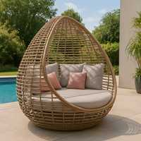 Komplett set Minimalist Langlebig Komfortabel Rattan Ei Stuhl Tages bett Schöne Gartenmöbel für Garten Wohnzimmer Strand