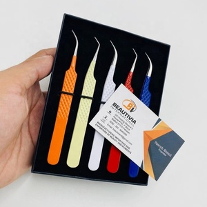 Pinzas de extensión de pestañas de acero inoxidable con revestimiento de Color personalizado de alta calidad profesional probado a mano al por mayor - Product Image 6