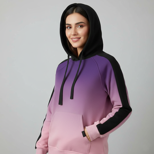 Sweat-shirts à capuche pour femmes imprimés personnalisables, manches raglan, coton premium, prix de gros, commande en gros, fourniture de sweats-shirts - Product Image 1