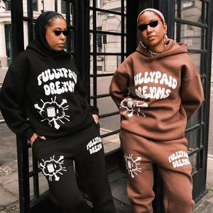 Ensemble survêtement personnalisé avec logo pour homme, molleton lourd en tissu éponge français 3D pour l'hiver, écologique, pantalon de survêtement évasé empilé, sweat-shirt à capuche - Product Image 4