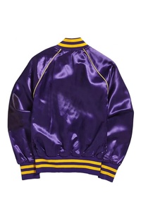 Chaqueta de béisbol Varsity de alta calidad de tela de satén de poliéster 100% Premium, chaqueta de seda Varsity OEM de invierno, Lisa en blanco - Product Image 2