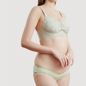 Conjunto de sujetador de encaje de seda de morera verde de alta calidad, tamaño de copa XL, cobertura completa, sujetadores de lactancia Grace de maternidad, calzoncillos transpirables para todos los días - Product Image 1